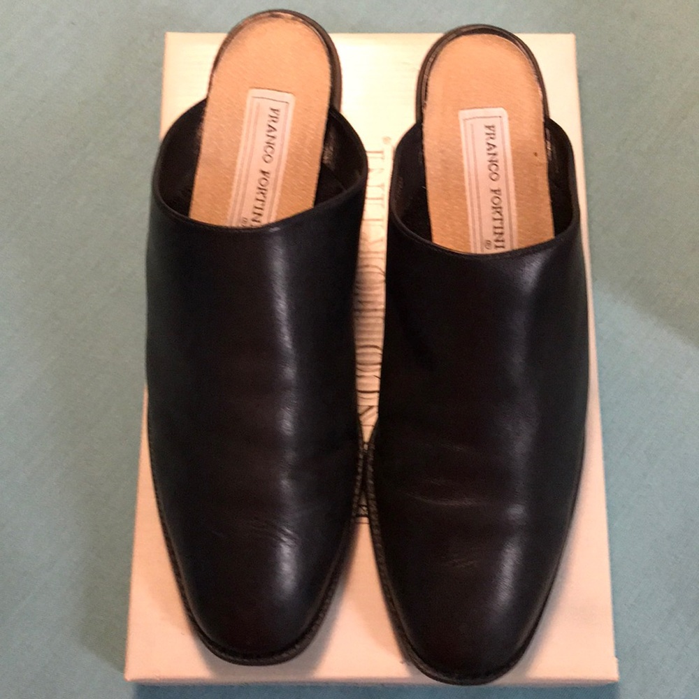 Franco Fortini Black Leather Mules